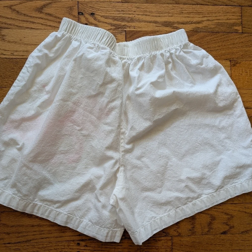 Vintage Hawaii White Shorts with Neon Pink Orchid Design